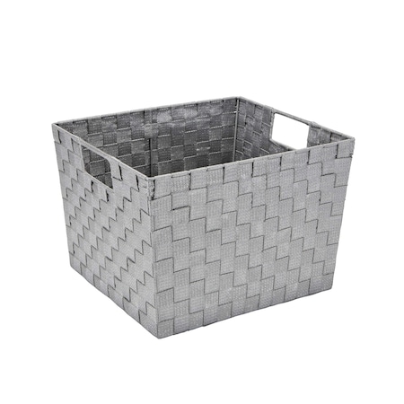 Simplify Storage Bin, Plastic, HGrey, 13 in H, 15 in W, 13 in L 26241-HGREY-SLVR